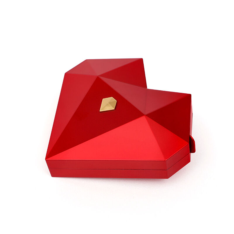 Urqanyu Heart Shaped Diamond Faced Red Ring Box for Magic Secret
