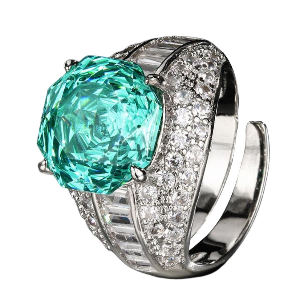 Urqanyu copper base gold-plated rose cut rose red light luxury retro cubic zirconia ring