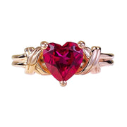 Urqanyu 925 silver heart-shaped red corundum simple cubic zirconia ring 7*7