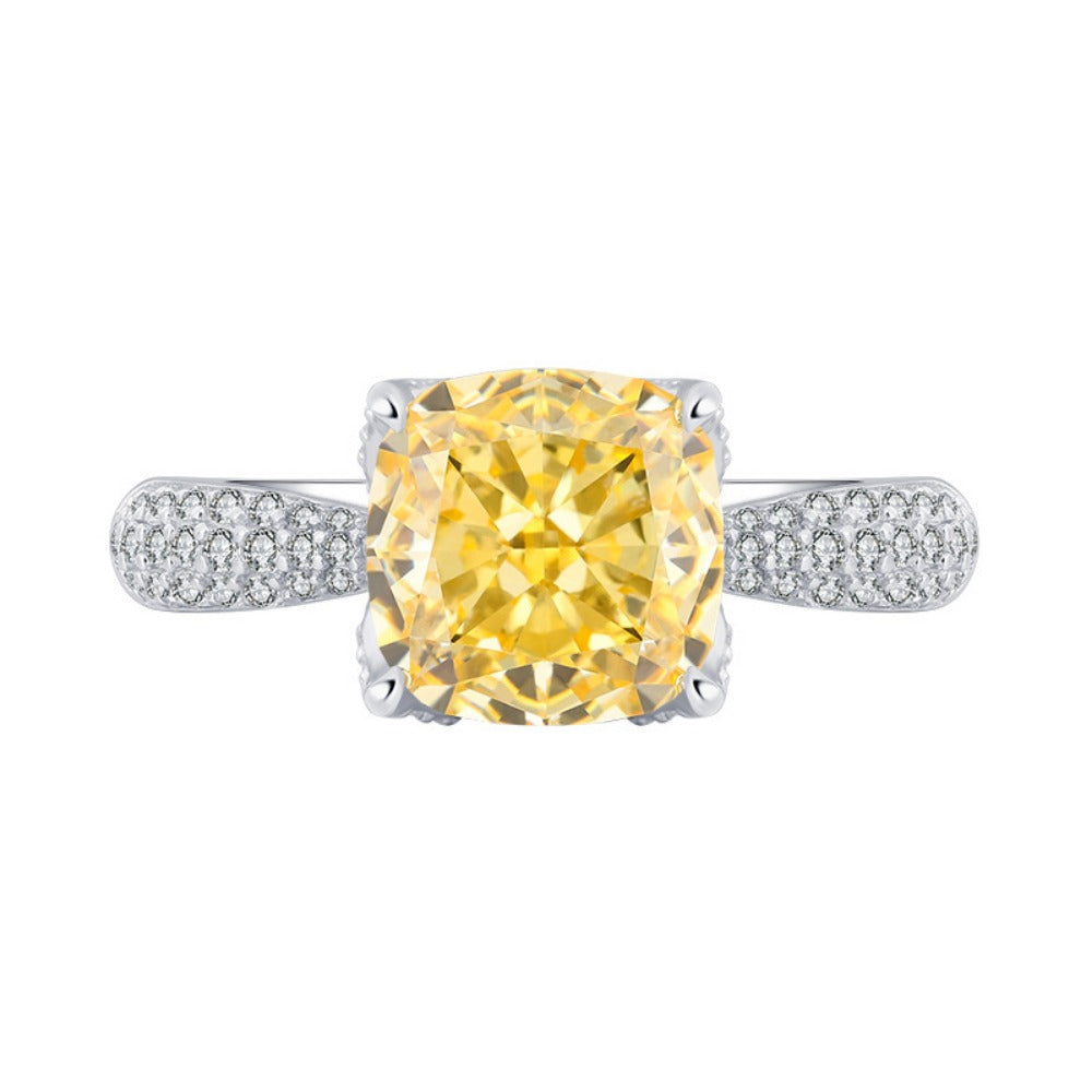 Urqanyu S925 silver square elegant diamond bud cubic zirconia ring