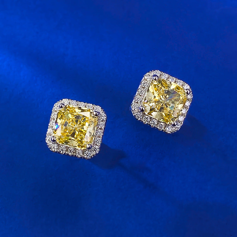 Urqanyu S925 silver simple 7mm ice flower cut all-match cubic zirconia earrings