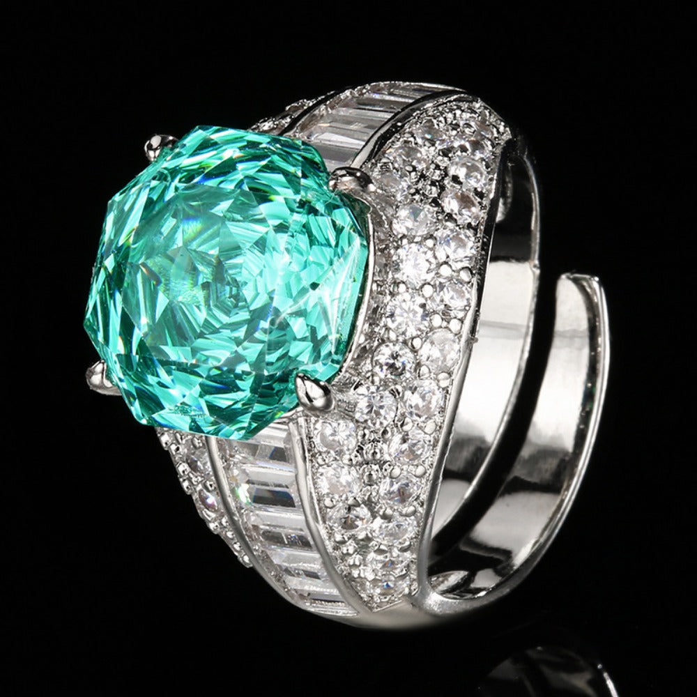 Urqanyu copper base gold-plated rose cut rose red light luxury retro cubic zirconia ring