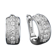 Urqanyu S925 silver temperament c-shaped earrings simple and cool style cubic zirconia earrings