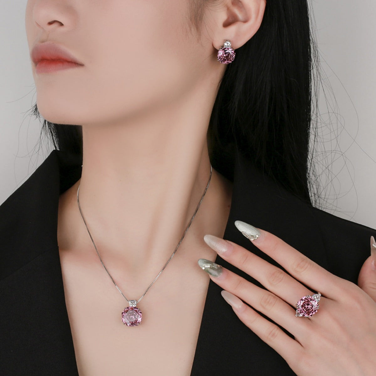 Urqanyu Copper-base gold-plated imitation rose-cut dried rose simple style cubic zirconia ring