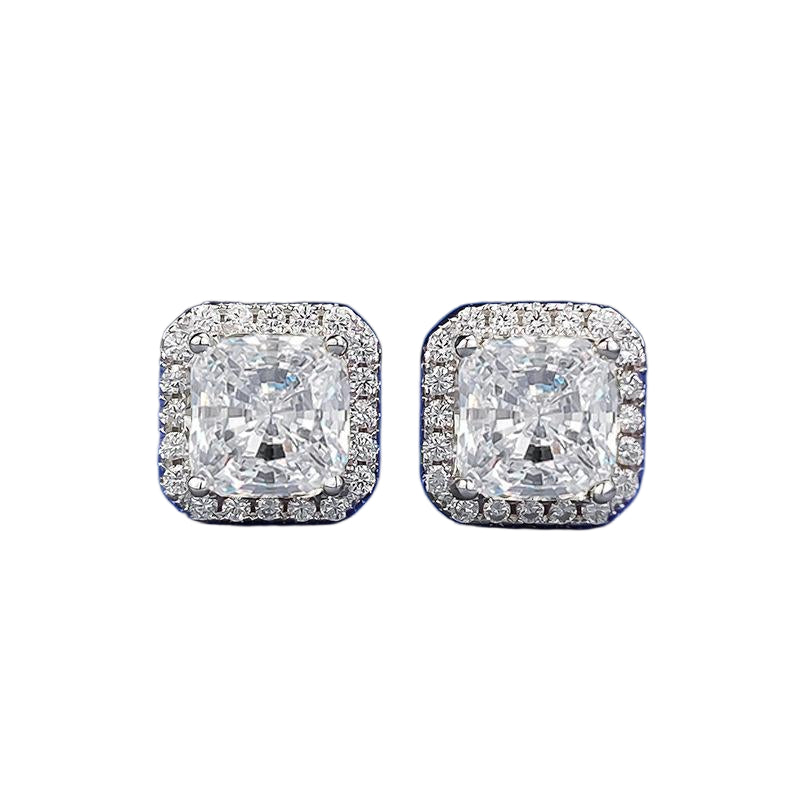 Urqanyu S925 silver simple 7mm ice flower cut all-match cubic zirconia earrings