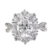 Urqanyu S925 silver daily simple versatile oval cubic zirconia ring 7*9