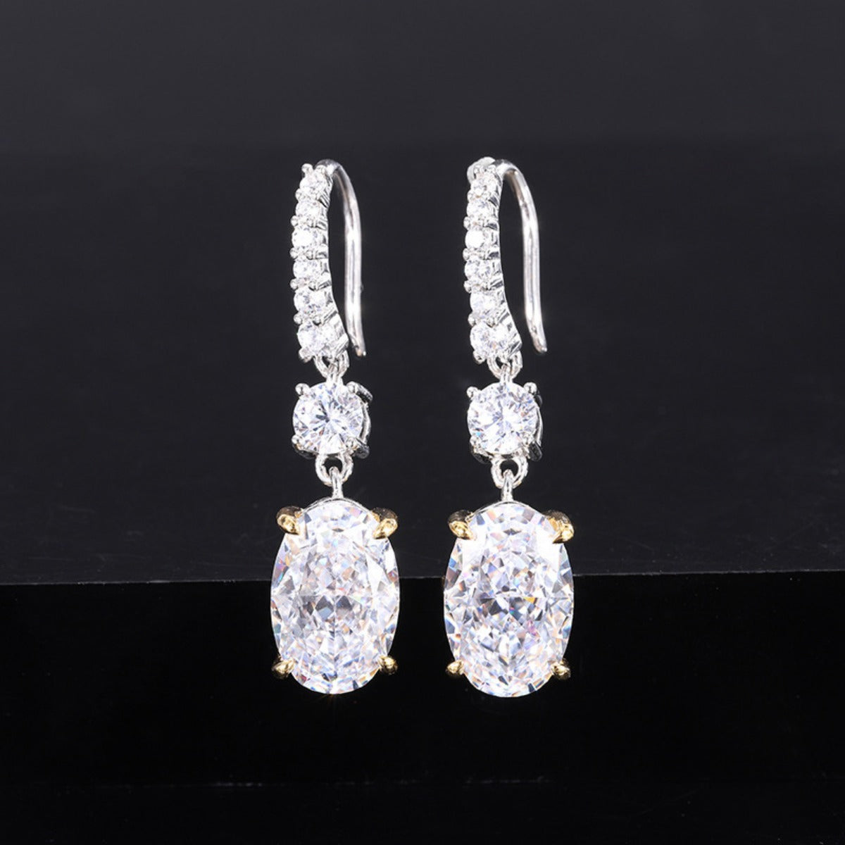 Urqanyu S925 silver fashion oval cubic zirconia pendant earrings 8*12mm