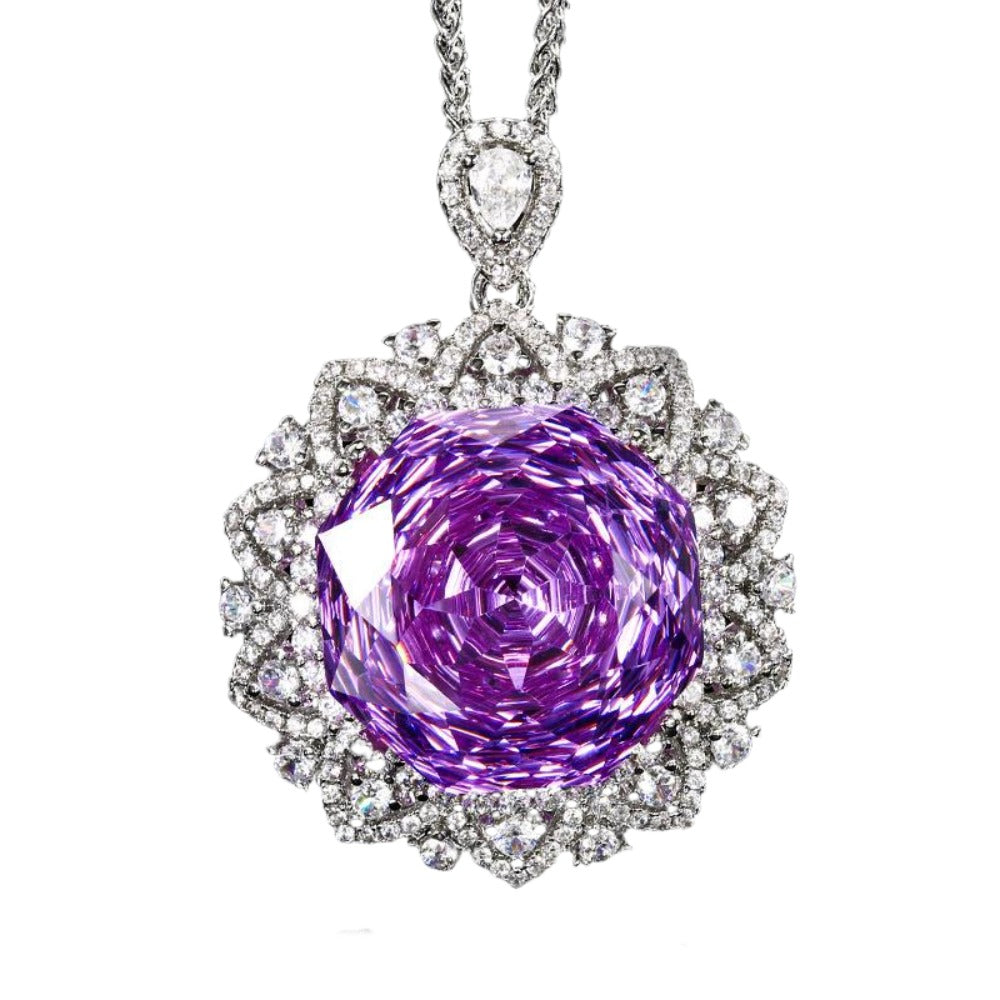 Urqanyu copper base gold-plated rose cut gradient cubic zirconia vintage pendant necklace