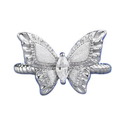 Urqanyu S925 sterling silver plant series medieval brushed fantasy butterfly cubic zirconia ring