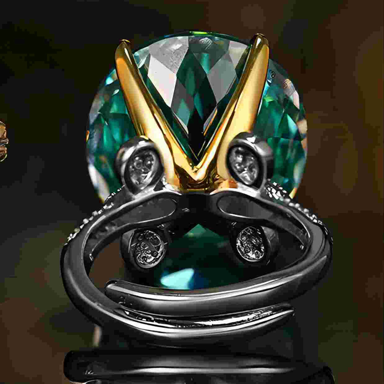 Urqanyu copper-based gold-plated simulated Para green temperament retro square zirconia ring