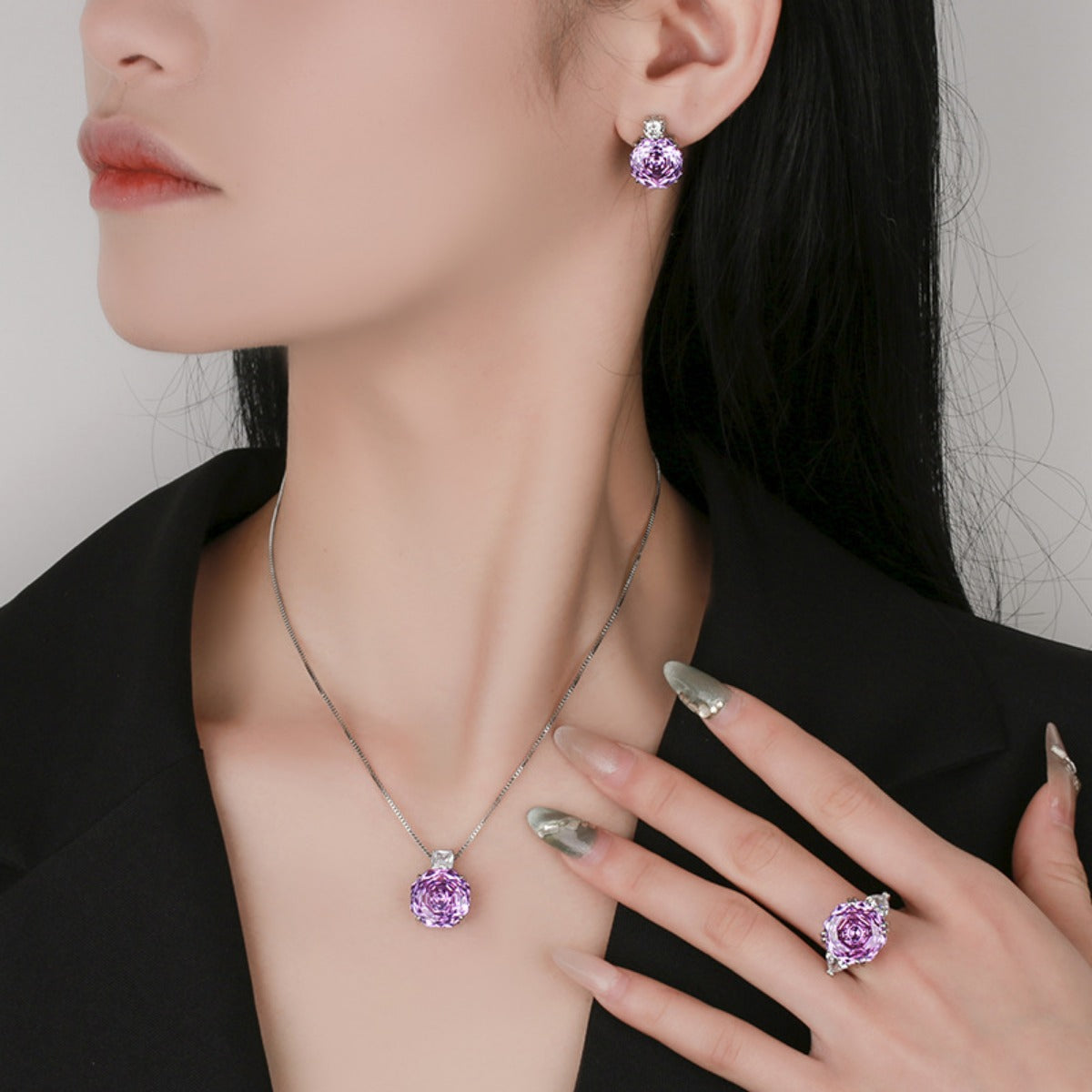 Urqanyu Copper-base gold-plated imitation rose-cut dried rose simple style cubic zirconia ring