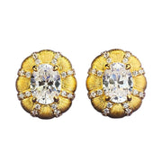Urqanyu S925 silver gold-plated fashionable Italian brushed craft 1.5 carat pigeon egg cubic zirconia earrings
