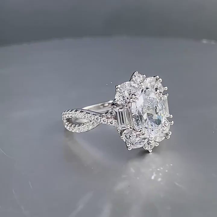 Load video: Urqanyu S925 silver daily simple versatile oval cubic zirconia ring 7*9