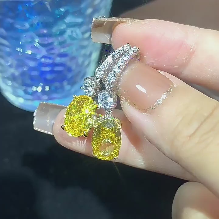 Load video: Urqanyu S925 silver fashion oval cubic zirconia pendant earrings 8*12mm
