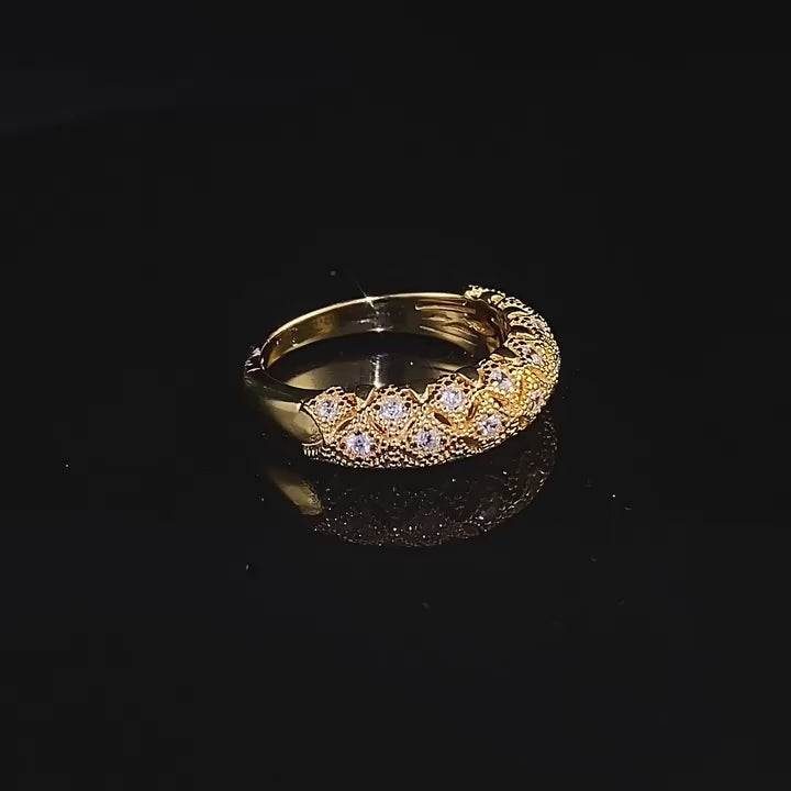 Load video: Urqanyu S925 silver gold-plated brushed retro pattern exquisite unique simple style cubic zirconia ring