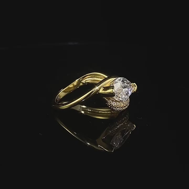 Load video: Urqanyu 925 silver horse eye cubic zirconia diamond ring 6*12