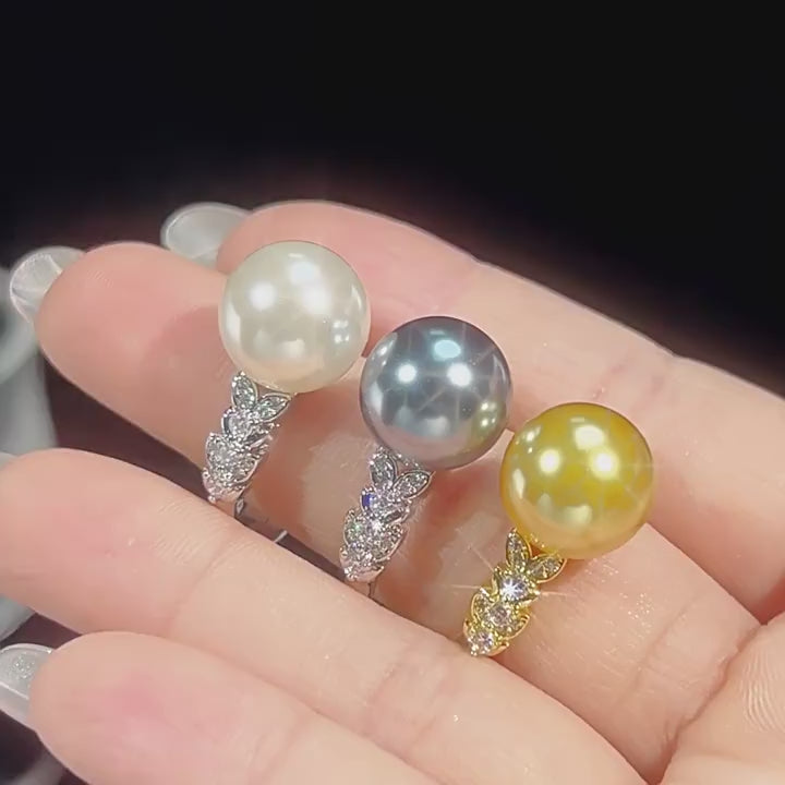 Load video: Urqanyu copper-based gold-plated simulated pearl simple style fashion cubic zirconia ring