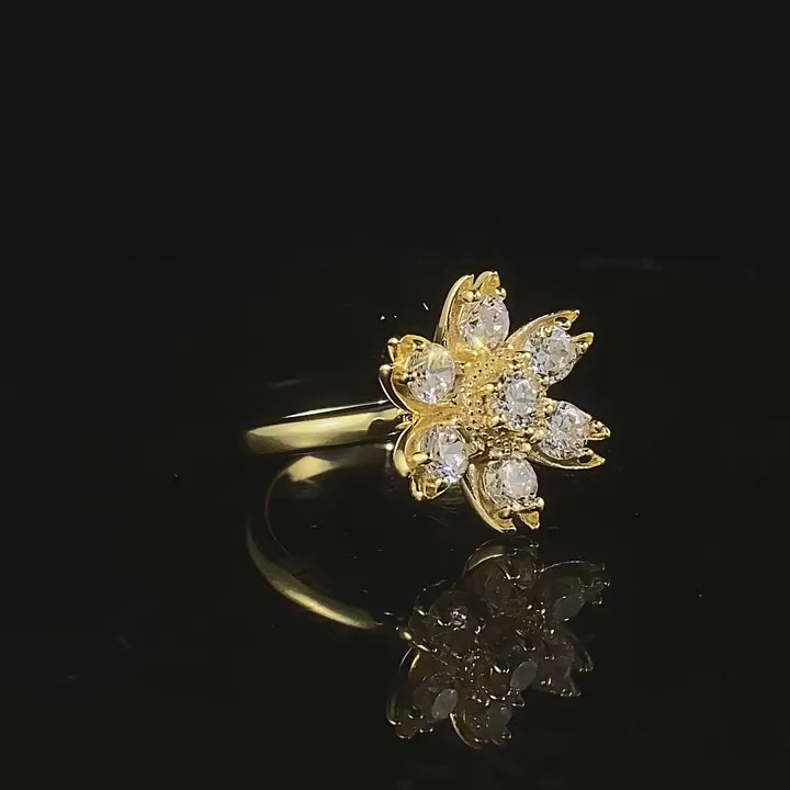 Load video: Urqanyu S925 silver creative daisy sunflower fashion diamond-encrusted cubic zirconia ring