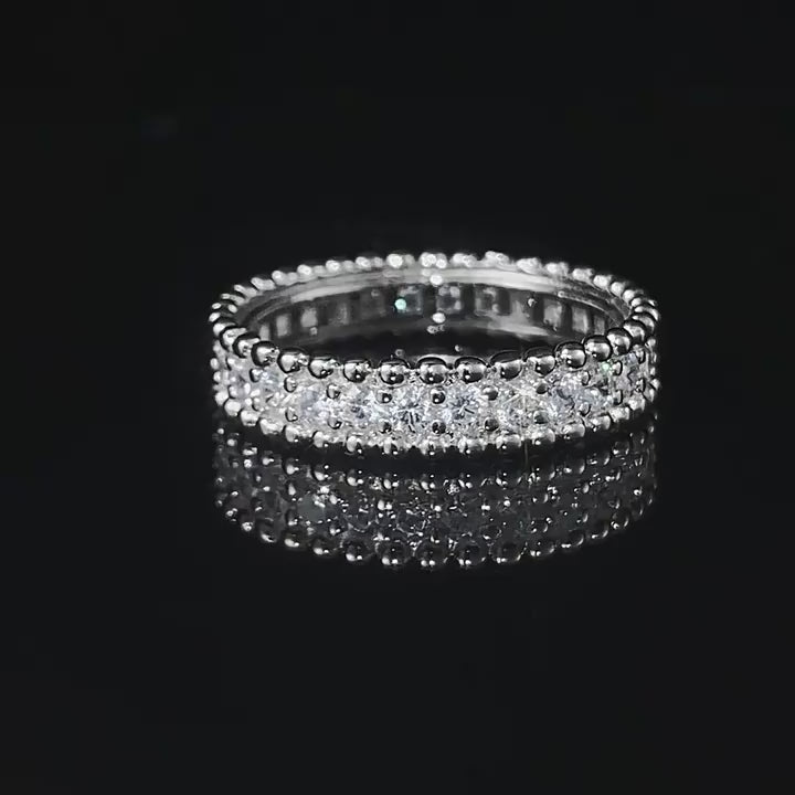 Load video: Urqanyu 925 silver simple narrow version single row diamond starry bead edge row cubic zirconia ring
