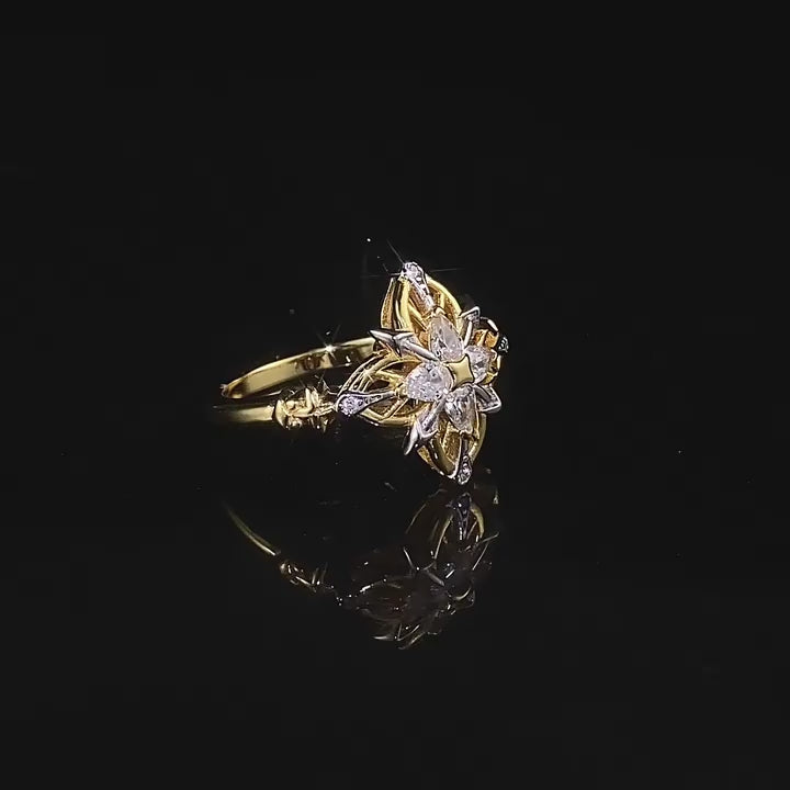 Load video: Urqanyu S925 silver medieval old money style four-pointed star reborn beauty four-leaf clover S925 silver ring