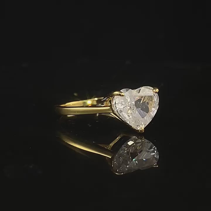 Load video: Urqanyu S925 silver ins style all-match fat heart cubic zirconia ring