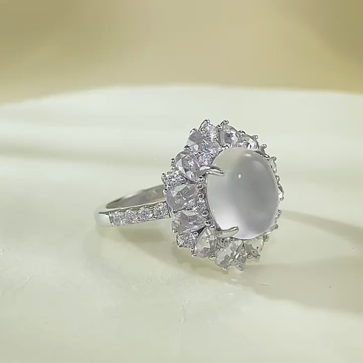 Load video: Urqanyu S925 silver French hollow water bubble jade cubic zirconia ring 8*10