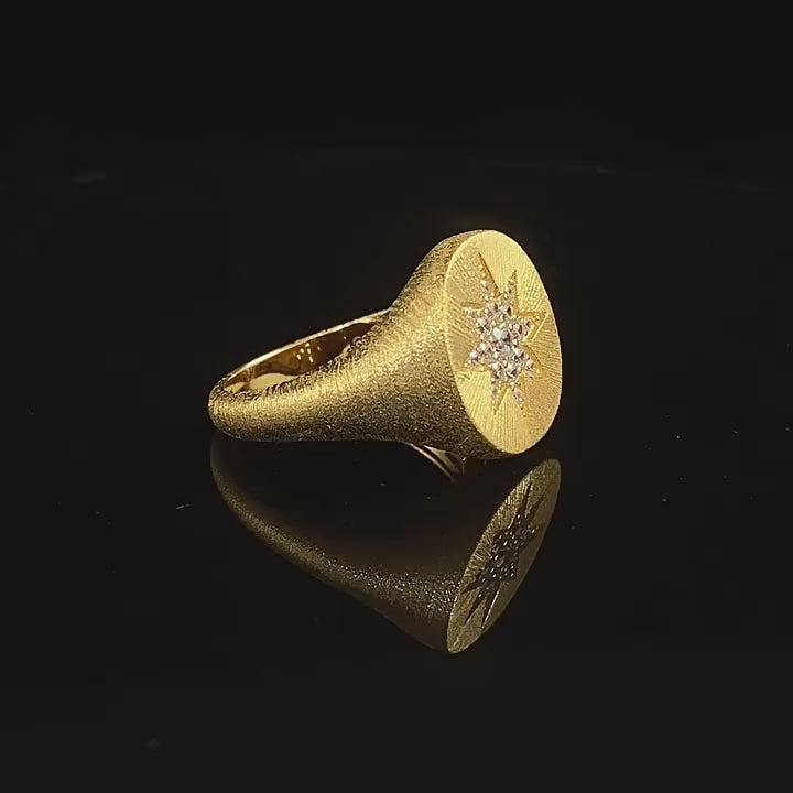 Load video: Urqanyu S925 silver gold-plated brushed hexagram cubic zirconia ring