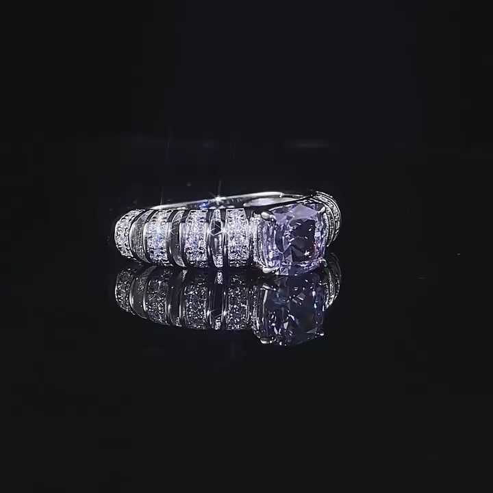 Load video: Urqanyu S925 silver inlaid purple cubic zirconia ring 6*6