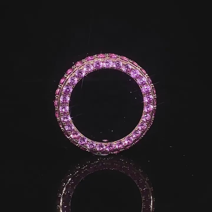 Load video: Urqanyu S925 silver fashion personality three-sided cubic zirconia full diamond single row ring