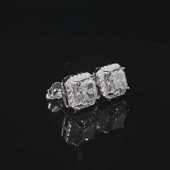 Load video: Urqanyu S925 silver simple 7mm ice flower cut all-match cubic zirconia earrings